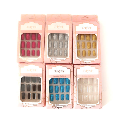 MULTI COLOR SQUARE FAKE NAIL SET SS1112-38 (12PC)