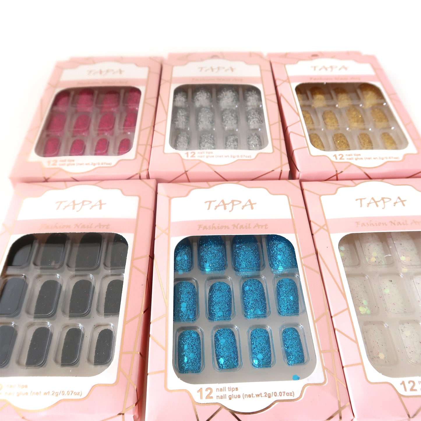 MULTI COLOR SQUARE FAKE NAIL SET SS1112-38 (12PC)