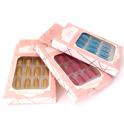 MULTI COLOR SQUARE FAKE NAIL SET SS1112-38 (12PC)