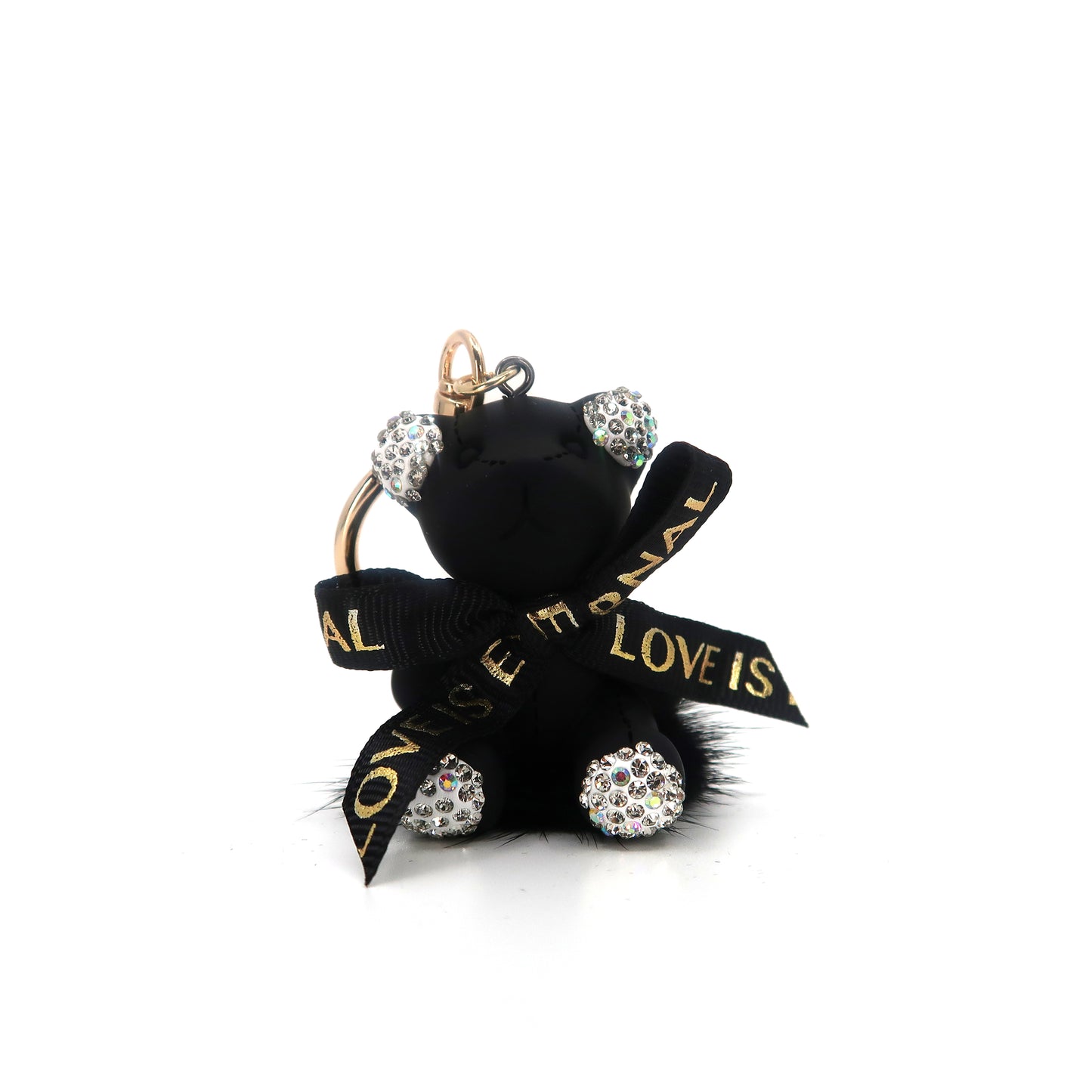 RHINESTONE RIBBON BEAR KEY CHAIN KC3209-123 (12PC)