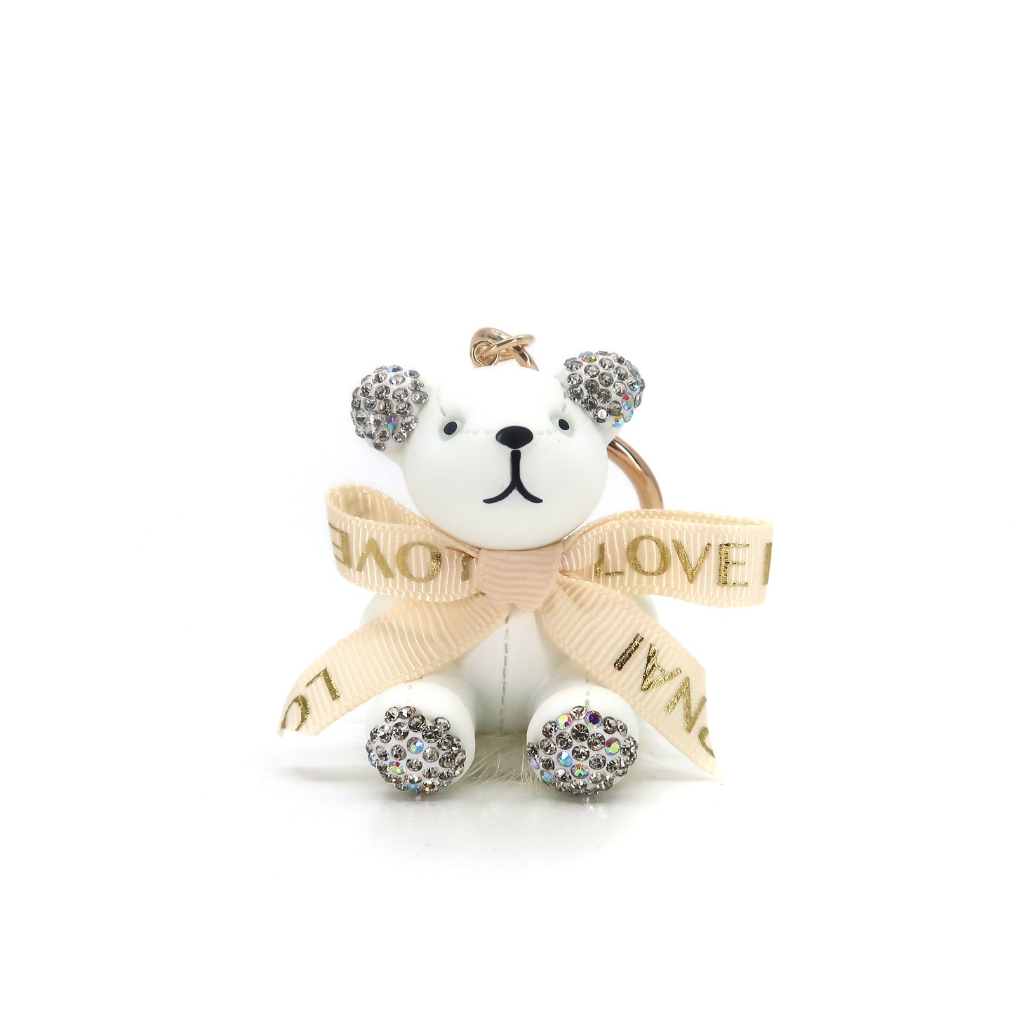 RHINESTONE RIBBON BEAR KEY CHAIN KC3209-123 (12PC)