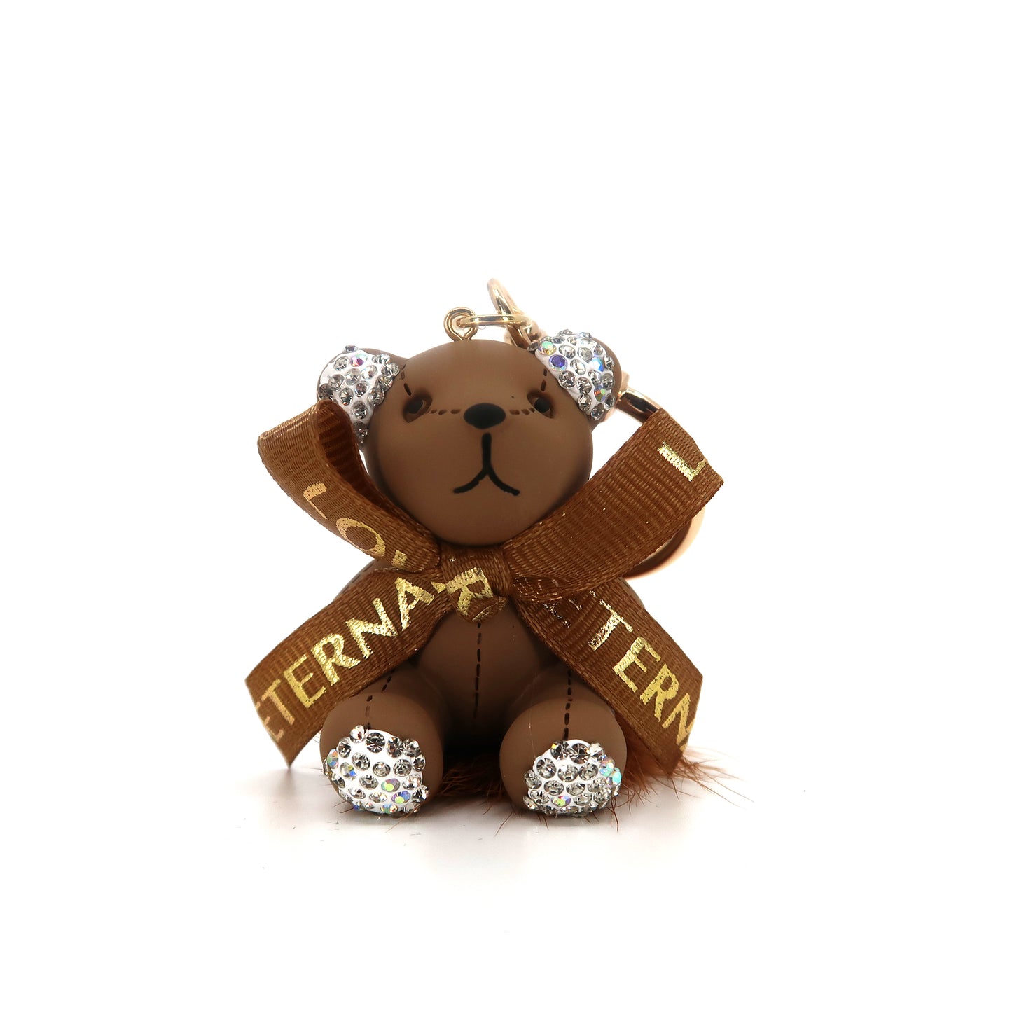 RHINESTONE RIBBON BEAR KEY CHAIN KC3209-123 (12PC)