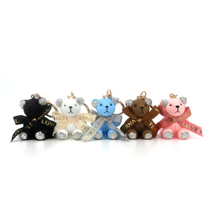 RHINESTONE RIBBON BEAR KEY CHAIN KC3209-123 (12PC)