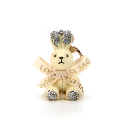 RHINESTONE RIBBON RABBIT KEY CHAIN KC3209-124 (12PC)