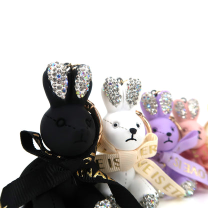 RHINESTONE RIBBON RABBIT KEY CHAIN KC3209-124 (12PC)