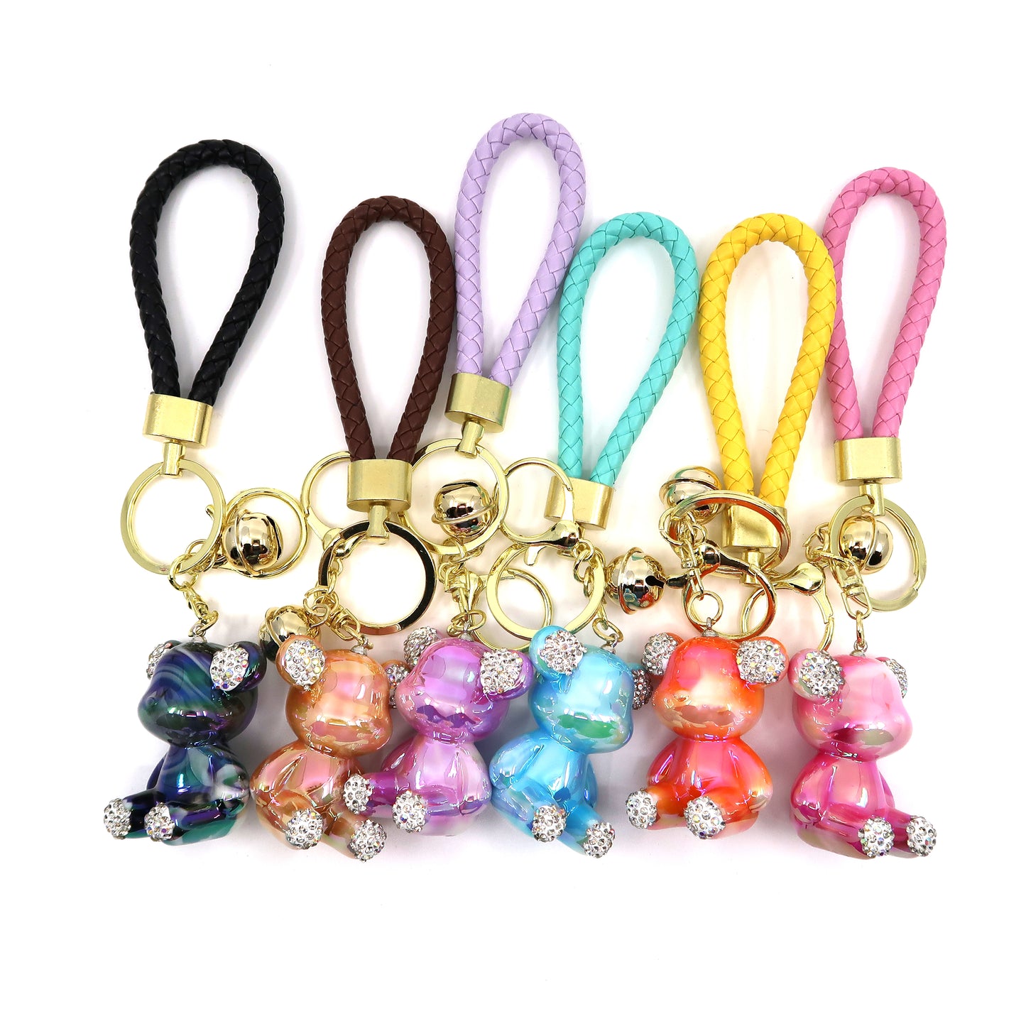 RHINESTONE BEAR STRAP KEY CHAIN KC3209-130 (12PC)