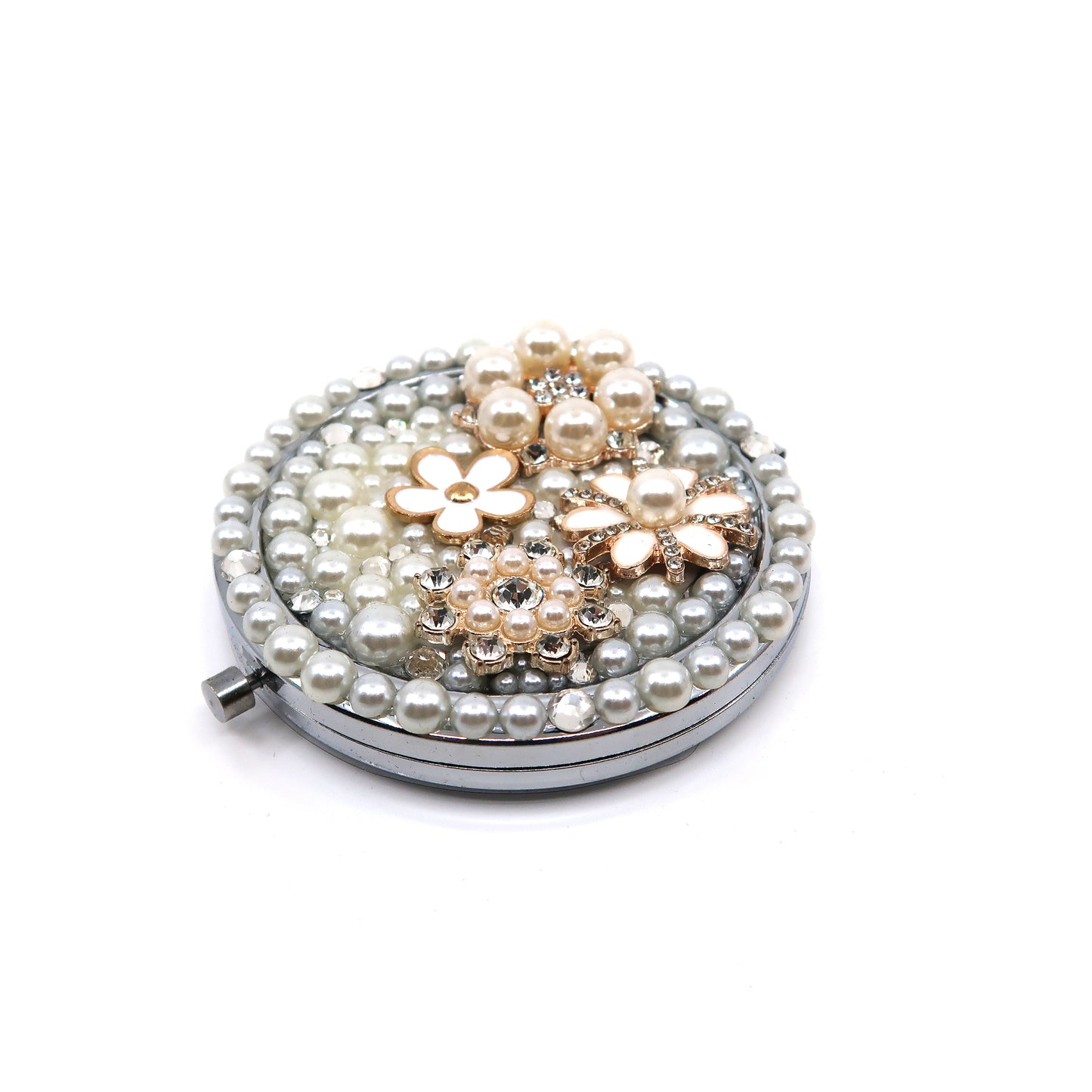 FLOWER PEARL CHARM HAND MIRROR SS3222-19 (12PC)