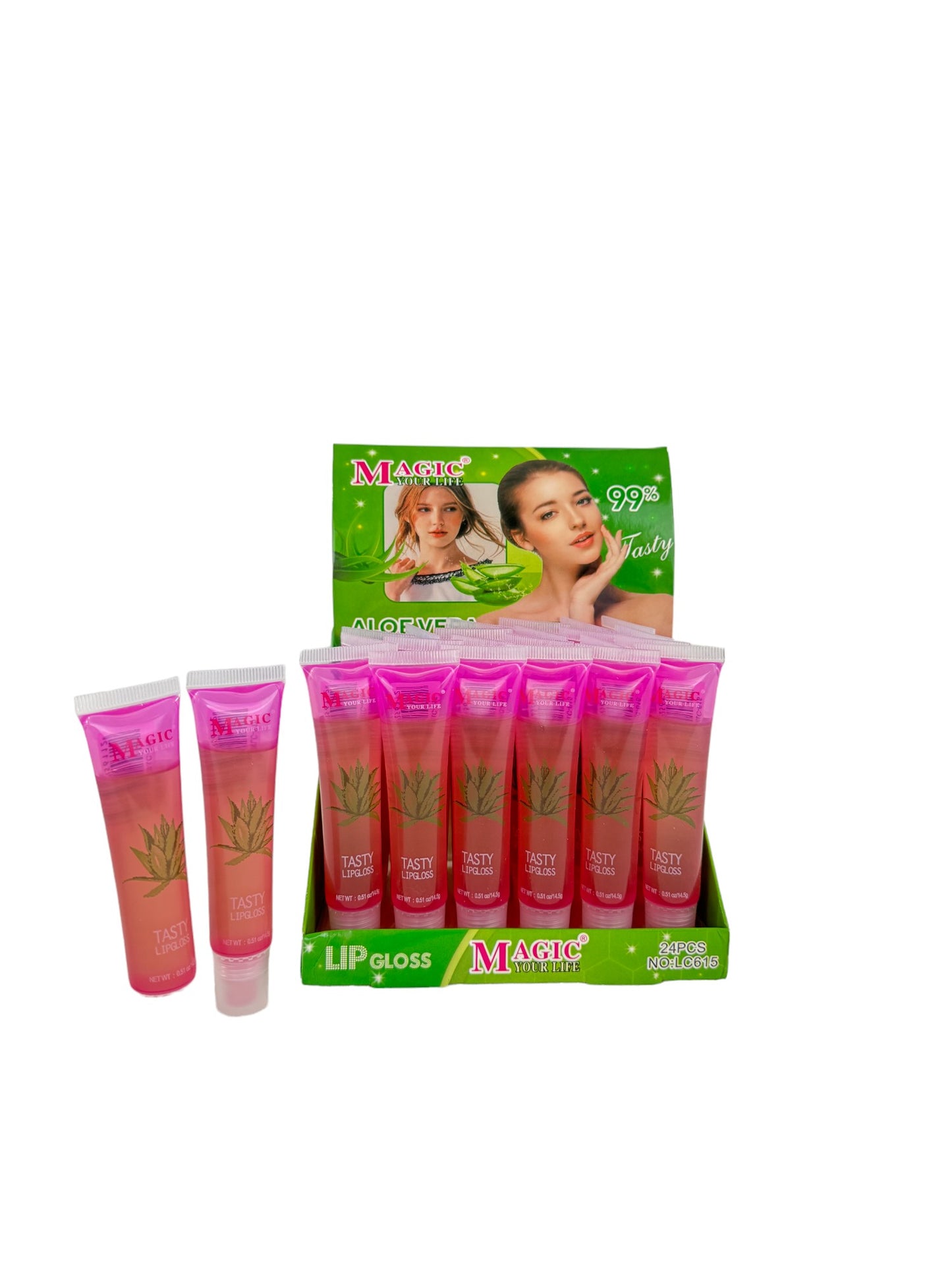 MAGIC YOUR LIFE 99% ALOE VERA LIP GLOSS LC615 (24PC)