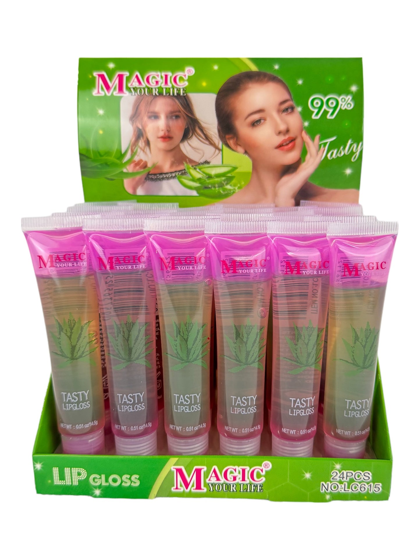 MAGIC YOUR LIFE 99% ALOE VERA LIP GLOSS LC615 (24PC)