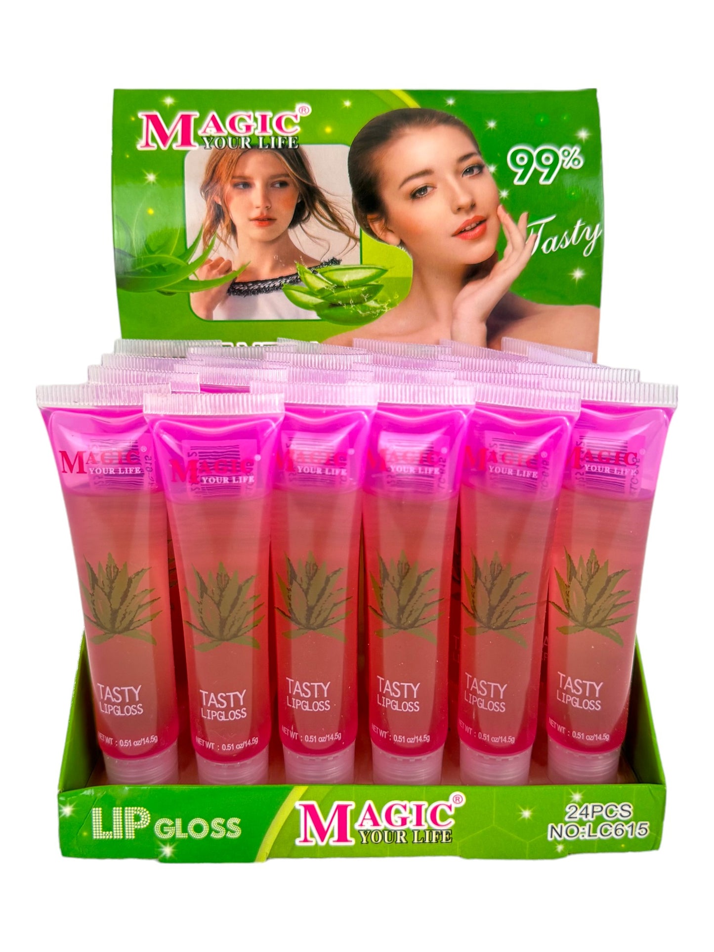 MAGIC YOUR LIFE 99% ALOE VERA LIP GLOSS LC615 (24PC)