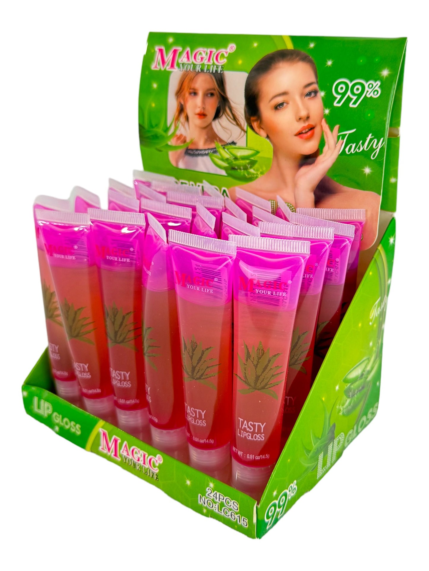 MAGIC YOUR LIFE 99% ALOE VERA LIP GLOSS LC615 (24PC)