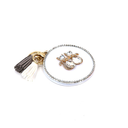 RHINESTONE CAT TASSLE MIRROR KEY CHAIN KC3222-5 (12PC)