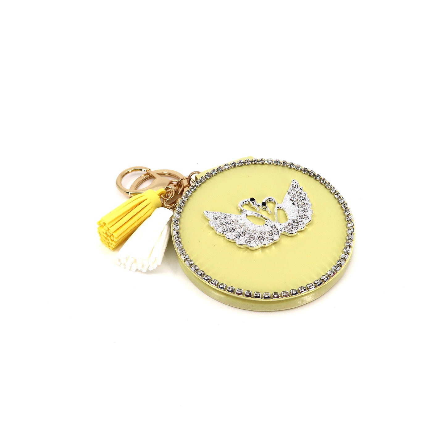 RHINESTONE SWAN TASSLE MIRROR KEY CHAIN KC3222-4 (12PC)