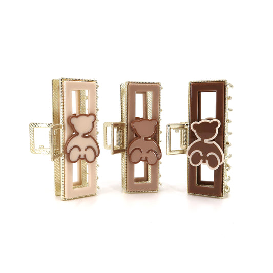 CUTE BEAR SQUARE CLAW CLIP 3315-52 (12PC)