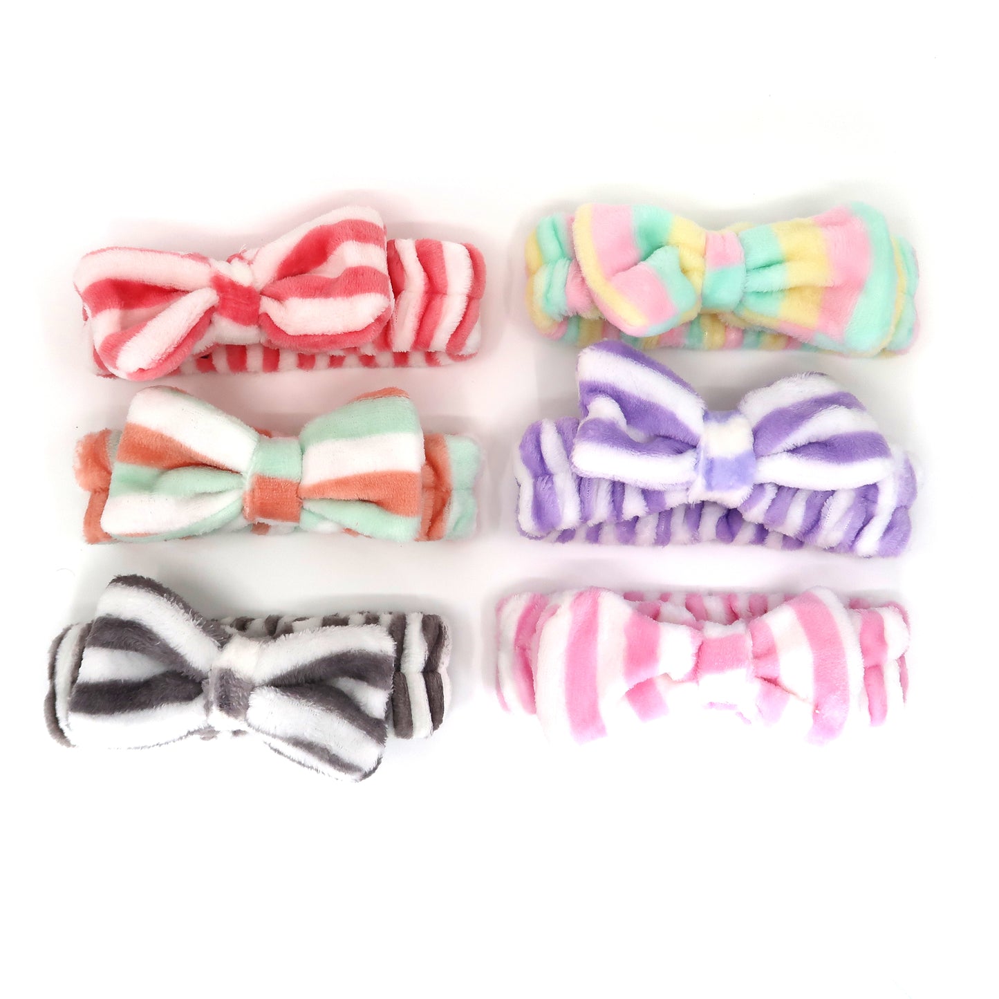 CUTE STRIPE PATTERN RIBBON SPA HEADWRAP HW0315-20 (12PC)