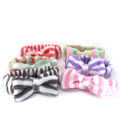 CUTE STRIPE PATTERN RIBBON SPA HEADWRAP HW0315-20 (12PC)