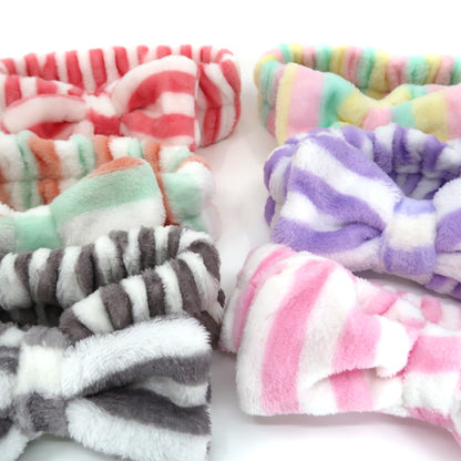 CUTE STRIPE PATTERN RIBBON SPA HEADWRAP HW0315-20 (12PC)