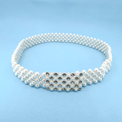 PEARL N RHINESTONE RECTANGLE BUCKLE BELT 0506-9 (3PC)