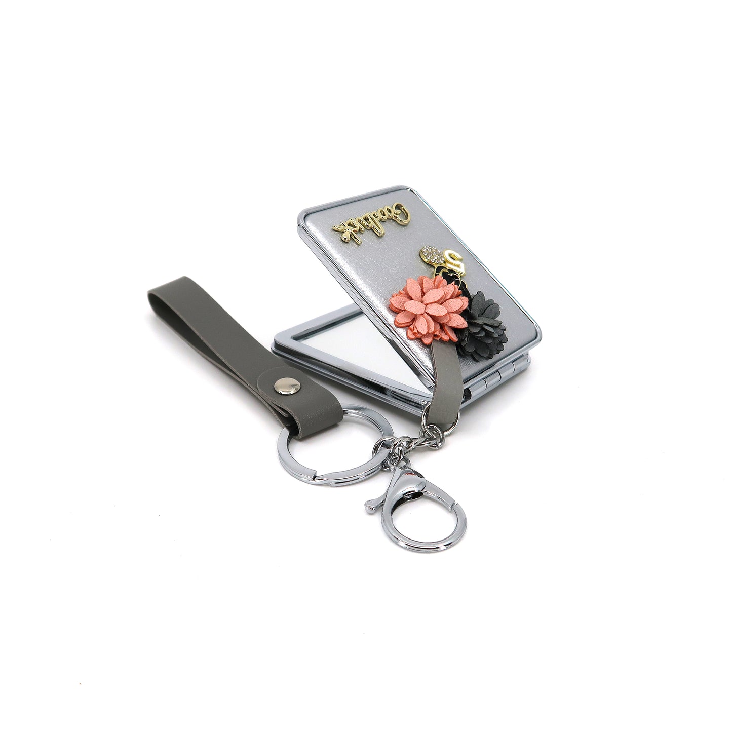 FLOWER DECOR GOOD LUCK MIRROR KEY CHAIN KC3222-34 (12PC)