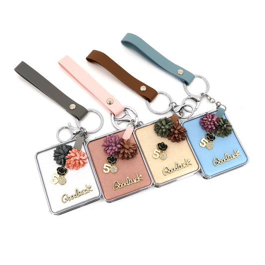 FLOWER DECOR GOOD LUCK MIRROR KEY CHAIN KC3222-34 (12PC)