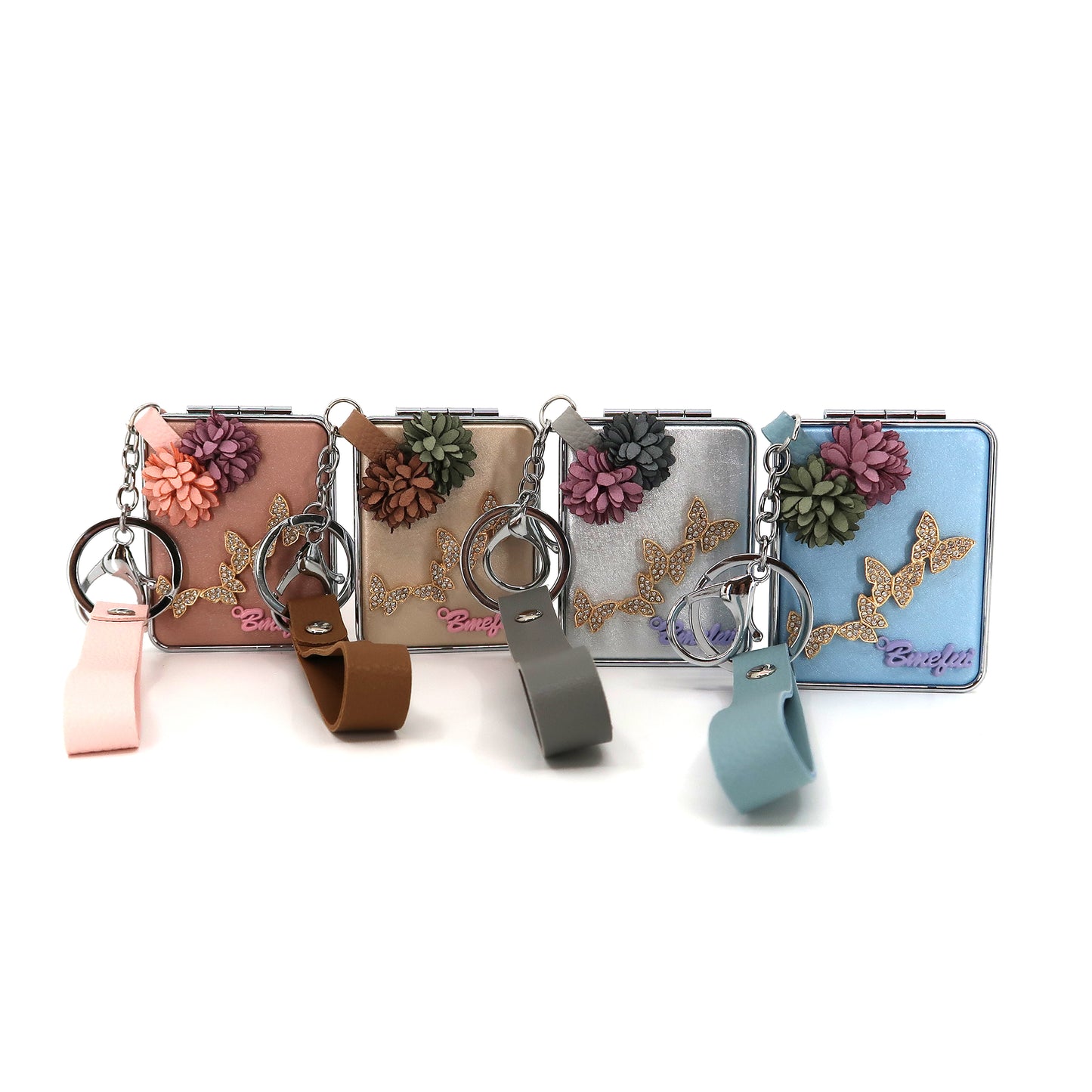 BUTTERFLY FLOWER DECOR MIRROR KEY CHAIN KC3222-31 (12PC)