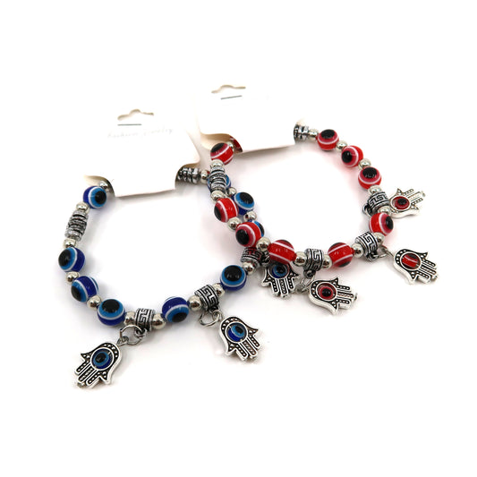 HAMSA CHARM EVIL EYE BALL BRACELET 0414-8 (12PC)