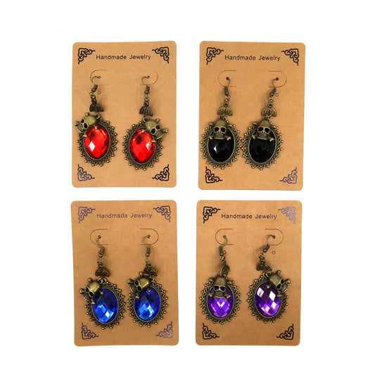 COLOR STONE SKULL EARRING 2826-78 (12PC)