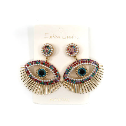 COLOR STONE EVIL EYE EARRING 904-7 (12PC)