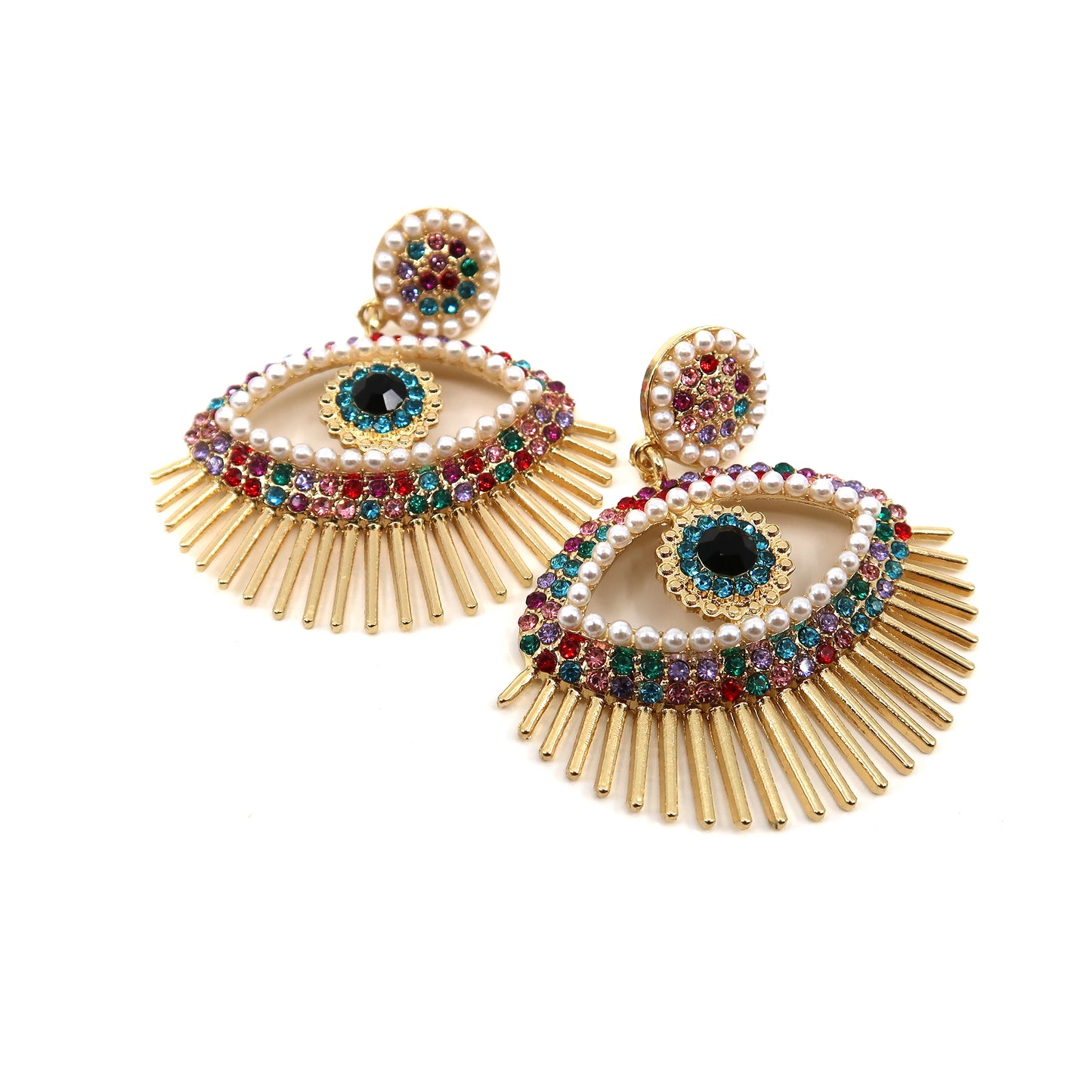 COLOR STONE EVIL EYE EARRING 904-7 (12PC)