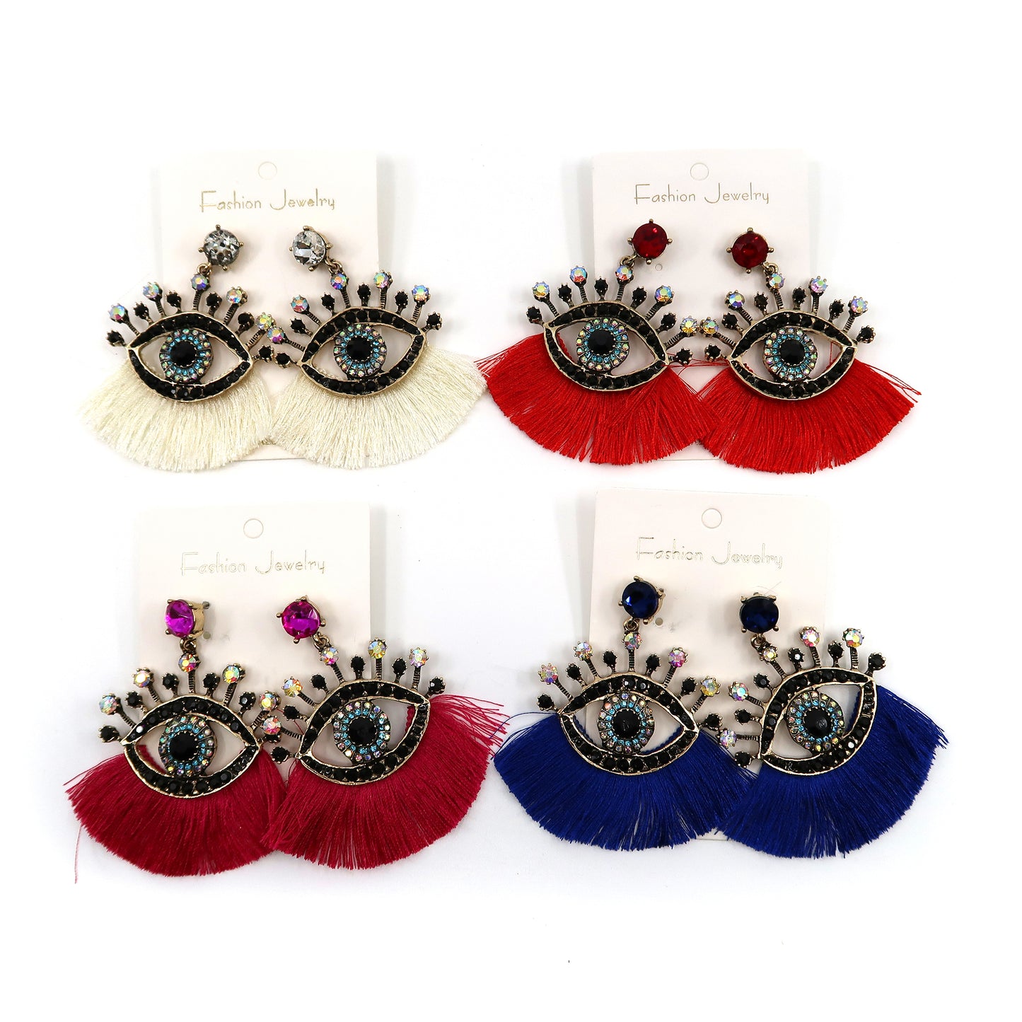 EVIL EYE TASSEL EARRING 904-16 (12PC)