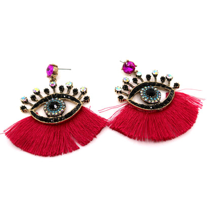 EVIL EYE TASSEL EARRING 904-16 (12PC)