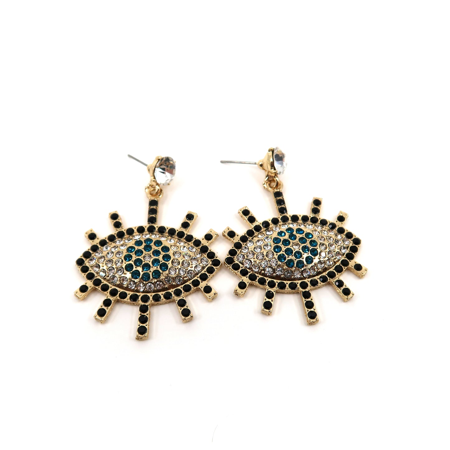 RHINESTONE EVIL EYE EARRING 904-15 (12PC)