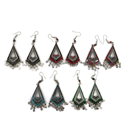 COLOR STONE RHOMBUS EARRING 904-24 (12PC)