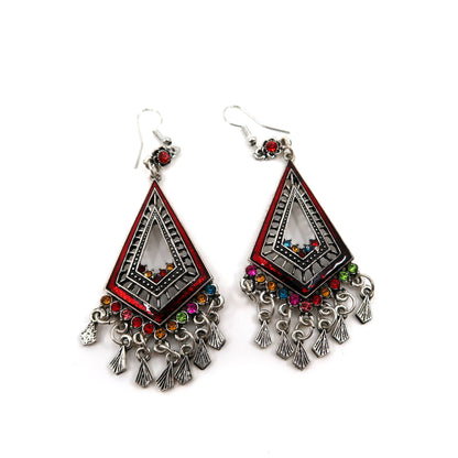 COLOR STONE RHOMBUS EARRING 904-24 (12PC)