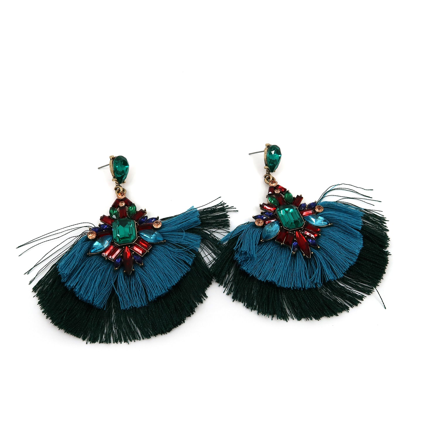 COLOR STONE TASSEL EARRING 904-29 (12PC)