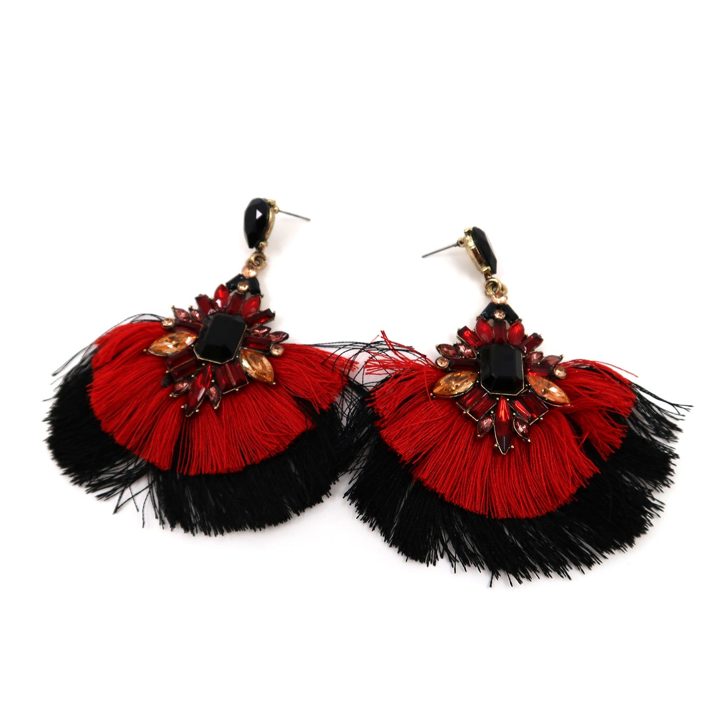 COLOR STONE TASSEL EARRING 904-29 (12PC)