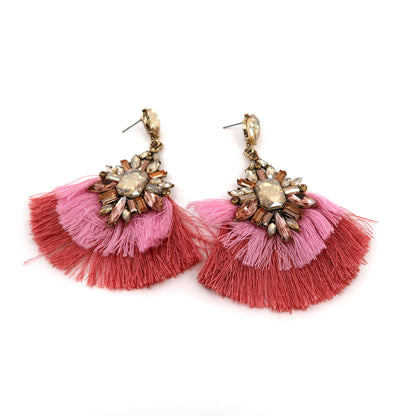 COLOR STONE TASSEL EARRING 904-29 (12PC)