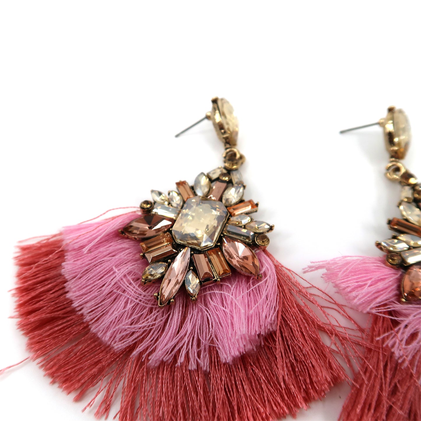 COLOR STONE TASSEL EARRING 904-29 (12PC)