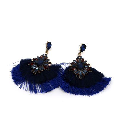 COLOR STONE TASSEL EARRING 904-29 (12PC)