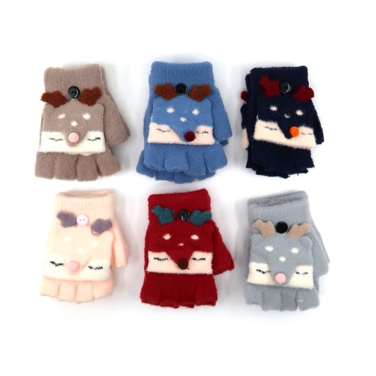 KIDS DEER KNITTED GLOVE GE103-4 (12PAIR)