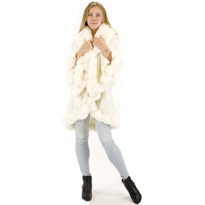 SOLID COLOR FUR DOUBLE LAYER PONCHO SH925 (3PC)