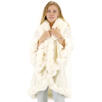 SOLID COLOR FUR DOUBLE LAYER PONCHO SH925 (3PC)