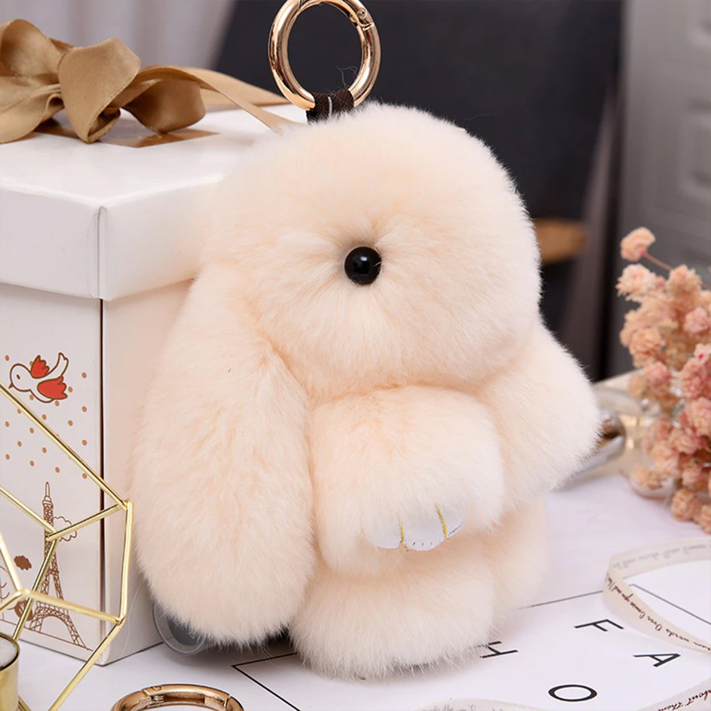 SMALL RABBIT POM POM KEY CHAIN KC0225-5 (12PC)