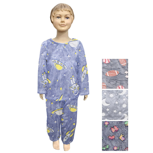 KIDS FLEECE CARTOON PAJAMA SET 3998 (12PC)