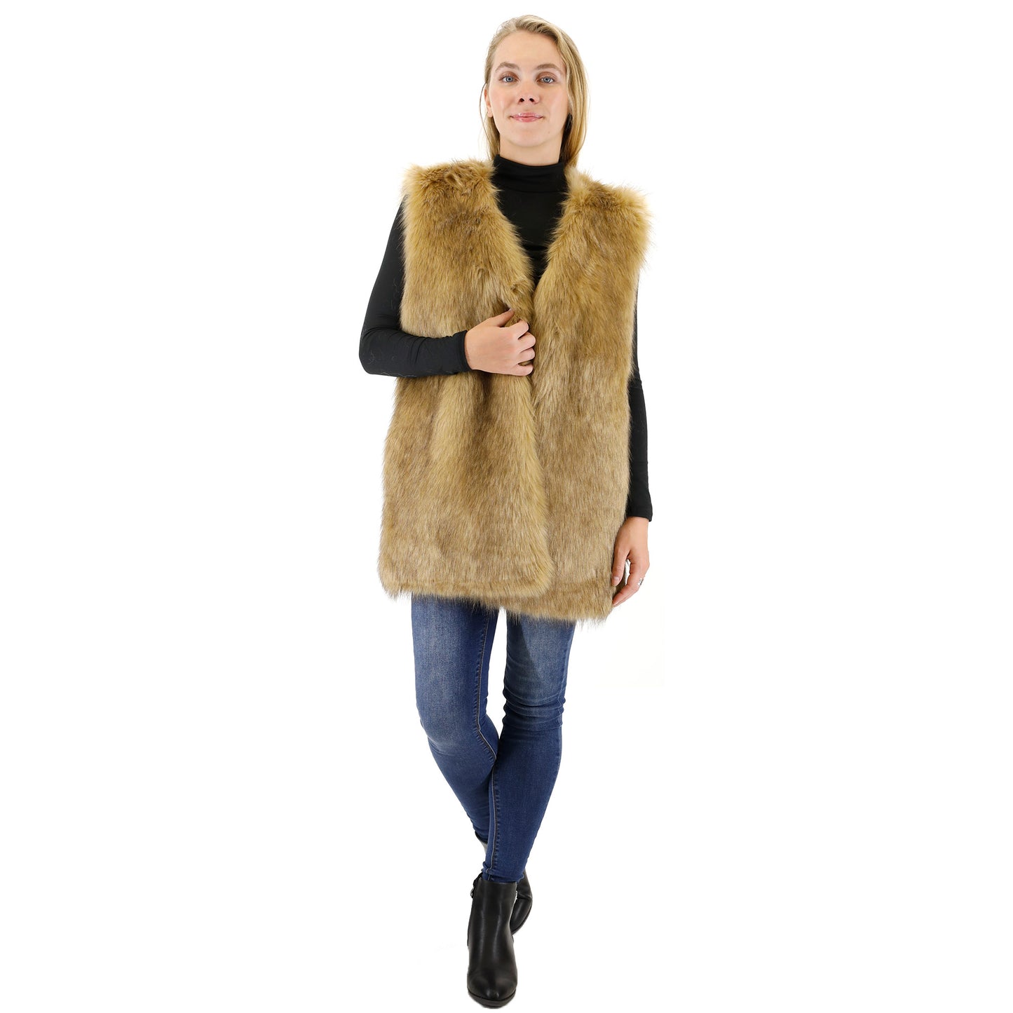 FAUX FUR VEST P3736(4PC)