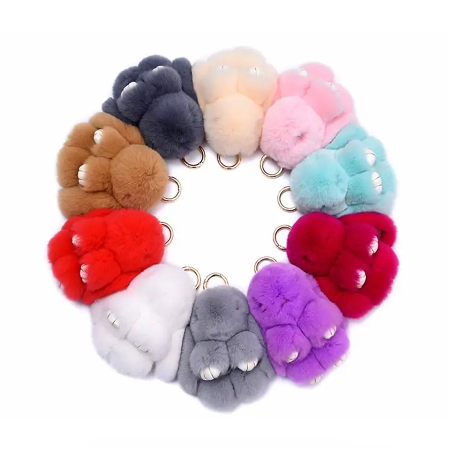 SMALL RABBIT POM POM KEY CHAIN KC0225-5 (12PC)