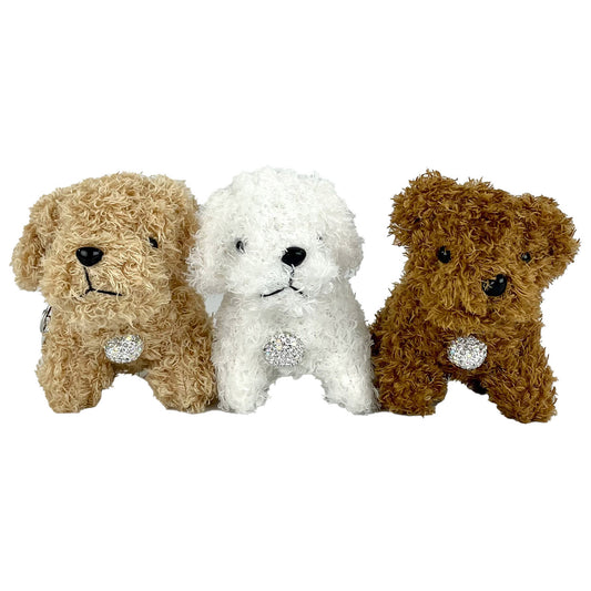 RHINESTONE CURLY HAIR DOG PLUSH KEY CHAIN KC0425-3 (12PC)