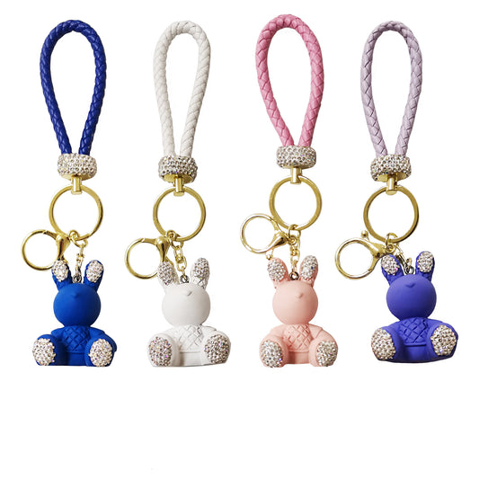 RHINESTONE RABBIT WRIST STRAP KEY CHAIN KC1009-58 (12PC)