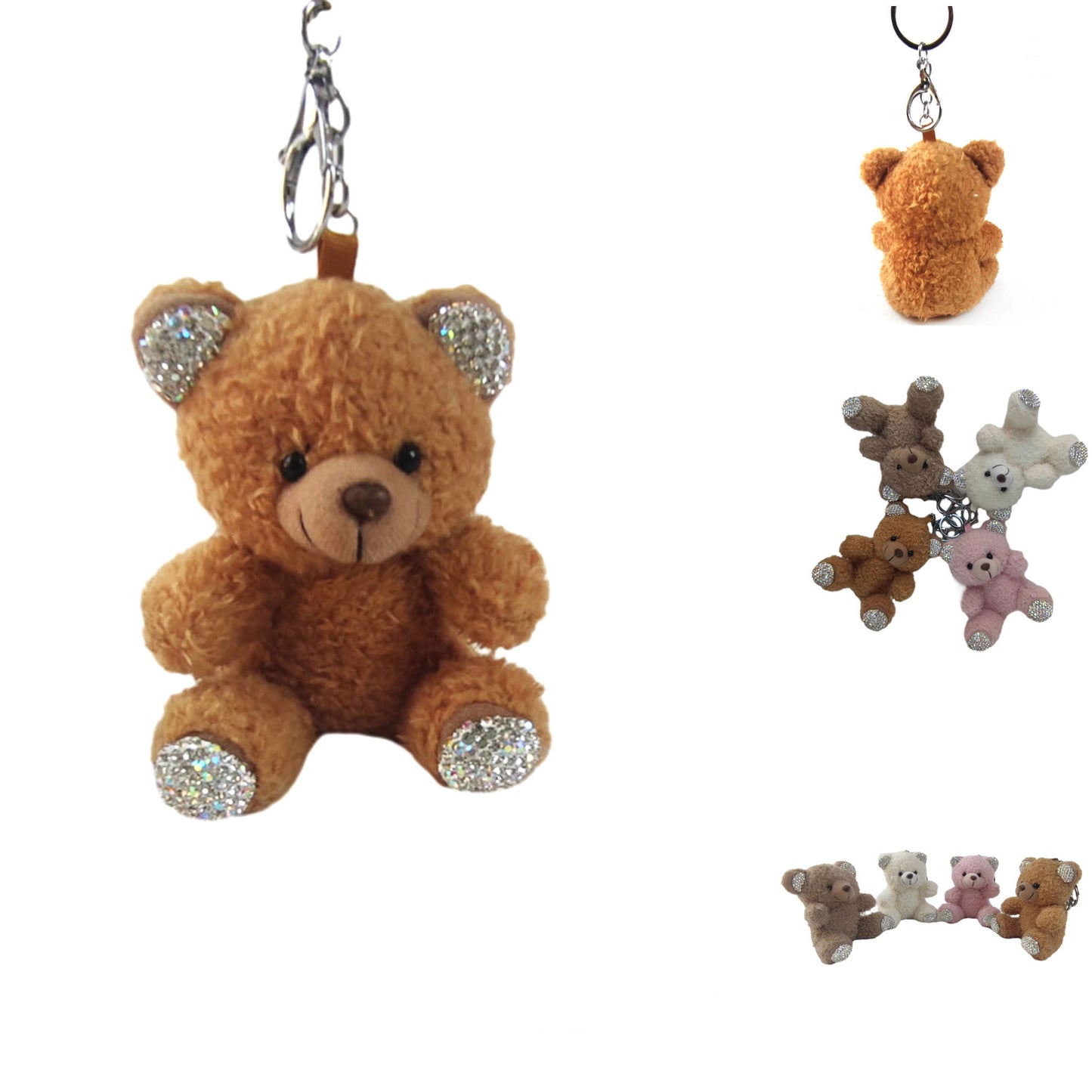 RHINESTONE BEAR PLUSH KEY CHAIN KC1026-8 (12PC)