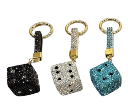 RHINESTONE DICE KEY CHAIN KC1112-21 (12PC)